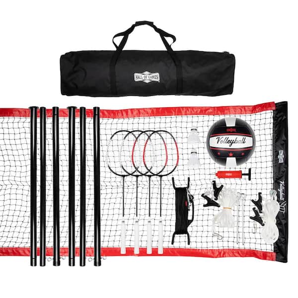 HALL OF GAMES 32 ft. Outdoor Volleyball and Badminton Net with Carrying Bag Accessories Set