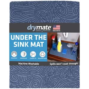 Premium Borage Blue 24 in. D x 59 in. L Solid Slip Resistant, Waterproof Under Sink Mat Drawer and Shelf Liner (1- Pack)