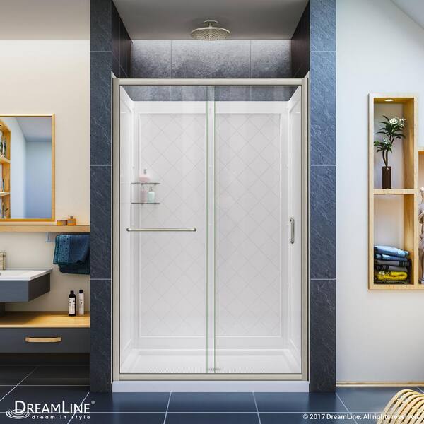 Dreamline Infinity Z 36 In X 48, Semi Frameless Sliding Shower Door In Brushed Nickel