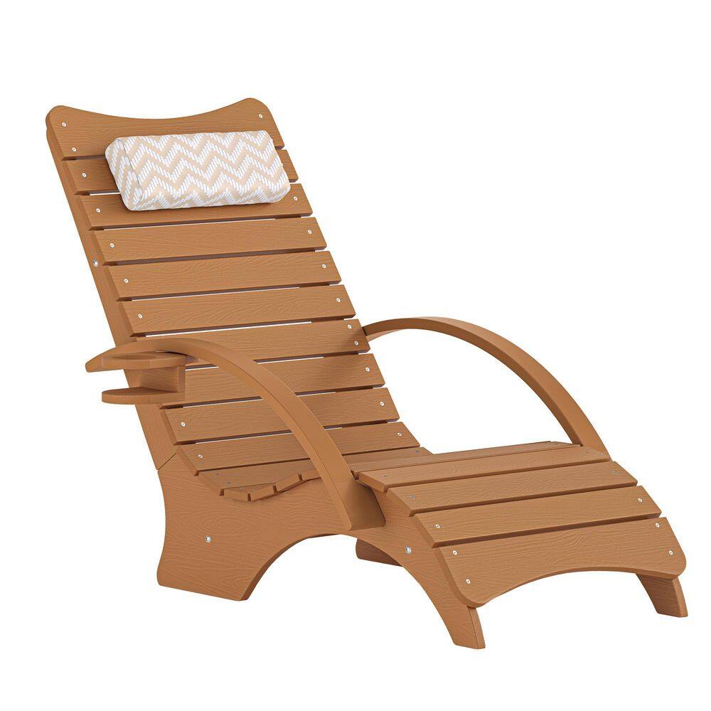 Teak 1 Piece HDPS Plastic Aquawave Outdoor Chaise Lounge Pool Lounge Chairs with Headrest and Cup Holder for Poolside price history on PriceWatchPro