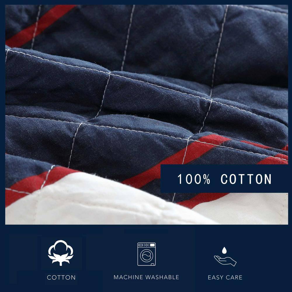Blue Mirage Cotton Reversible Twin Quilt Set