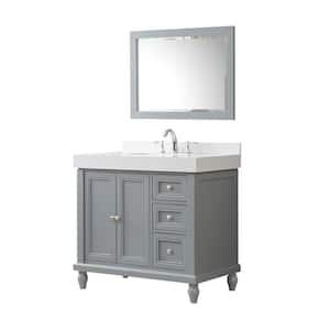 Classic Exclusive 36 in. W x 23 in. D x 36 in. H Single Bath Vanity in Gray with White Culture Marble Top and Mirror