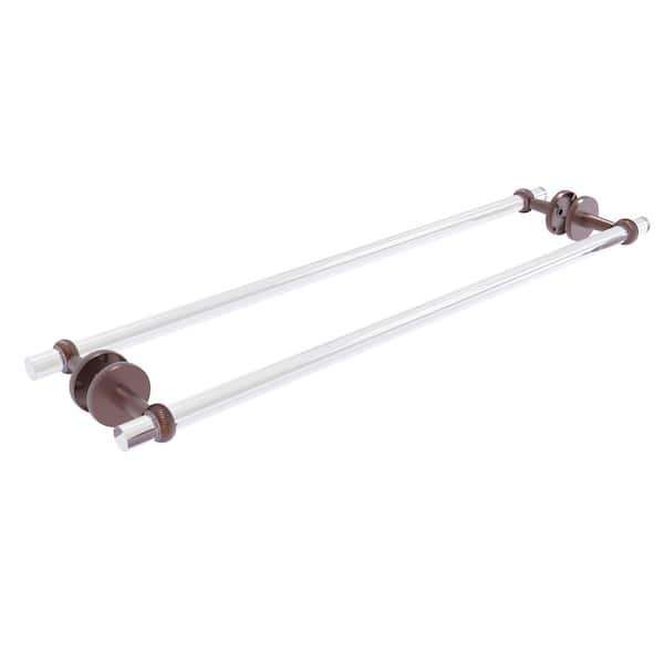 Allied Brass Clearview 30 in. Back to Back Shower Door Towel Bar with Twisted Accents in Antique Copper