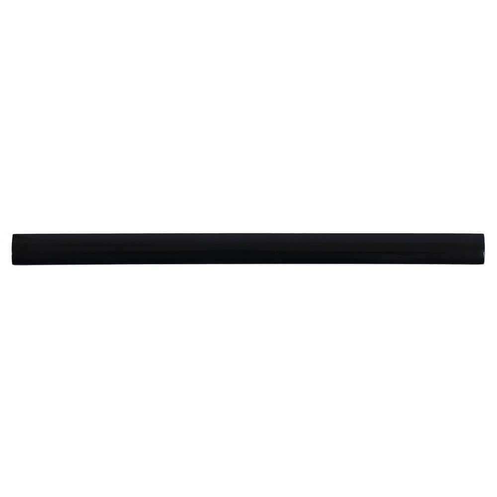 Black 1x12 Glass Pencil Liner Trim Wall Tile