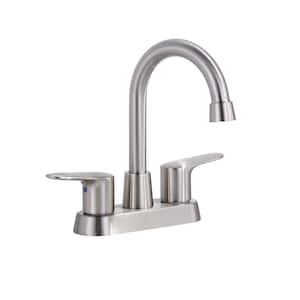 4 in. Centerset Double Handle High Arc Bathroom Faucet with Drain Kit in Brushed Nickel