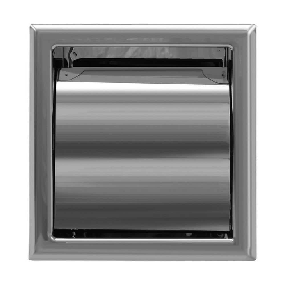 Polished Chrome Stainless Steel Recessed Toilet Paper Holder with Lid