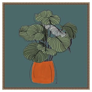 "The Retro Pot On Teal I" by Patricia Pinto 1-Piece Floater Frame Giclee Home Canvas Art Print 22 in. x 22 in.