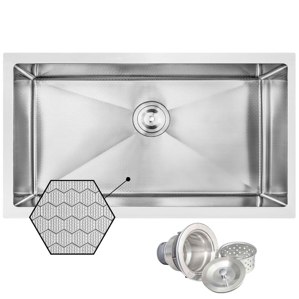 HEX 32 in. Undermount Single Bowl Stainless Steel Kitchen Sink