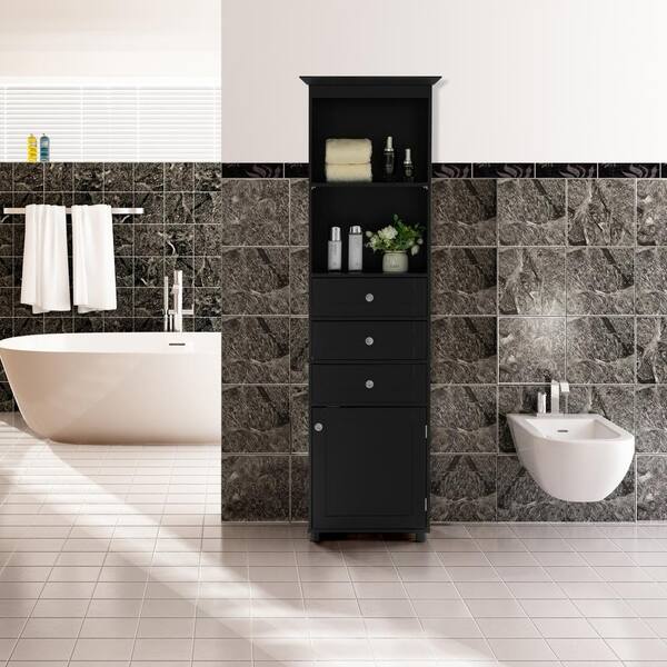 thumbnail image 2 of Iwell Tall Bathroom Cabinet With 2 Doors & Adjustable Shelves - Storage Cabinet With Drawer For Bathroom & Living Room 2 of 13