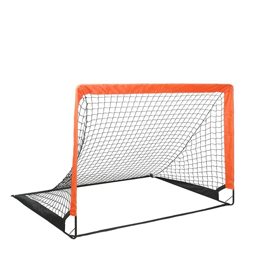 Tidoin Orange 4 ft. x 3 ft. Portable Soccer Goal Pop Up Folding Soccer ...