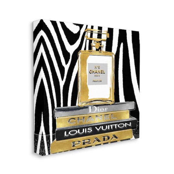 Fragrance Fashion Book Stack Black Zebra Print by Madeline Blake Unframed Print Abstract Wall Art 17 in. x 17 in.