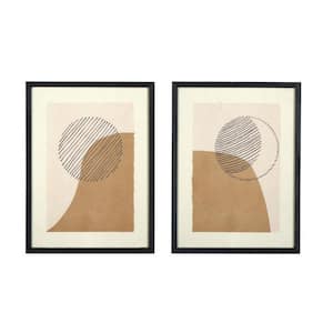 Sun and Moon Wood Framed Abstract Art Print 15.75 in. x 11.75 in. . (Set of 2)