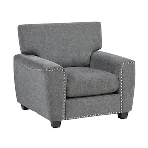Palmyra Dark Gray Chenille Upholstery Tufted Arm Chair