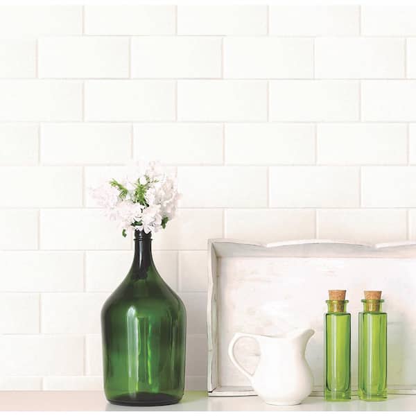 Paintable White Tile White Wallpaper Sample