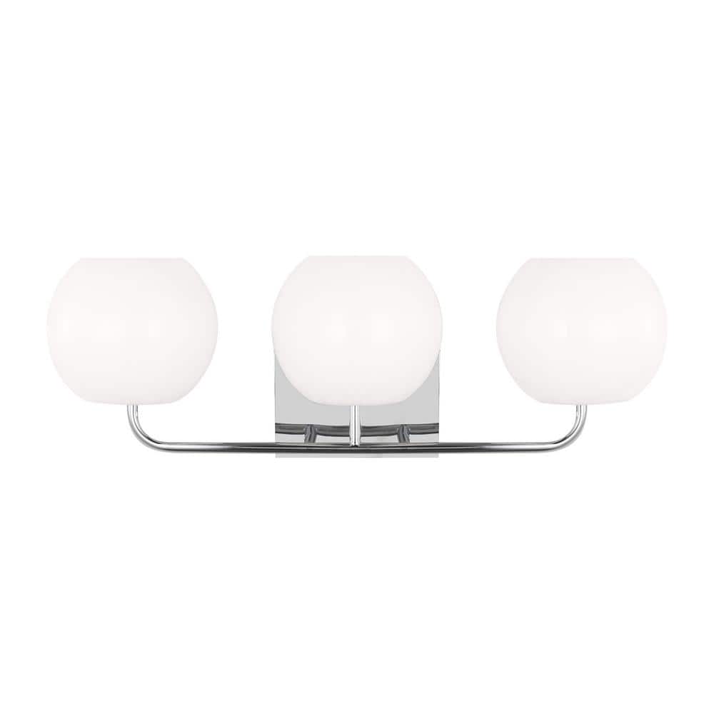 Doraville Large 25 in. 3-Light Chrome Bathroom Vanity Light with Opal Glass Shades price history on PriceWatchPro