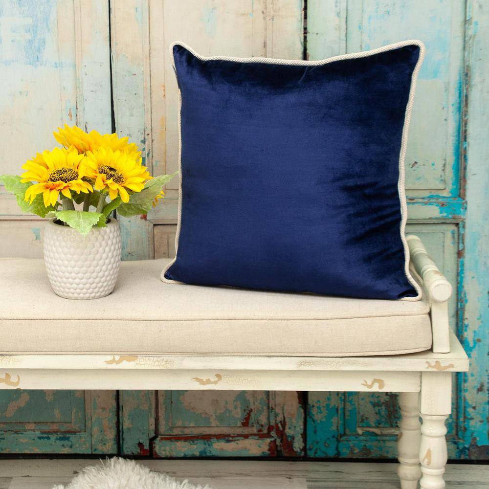 Maia Aqua Tufted Velvet 20" Square Throw Pillow