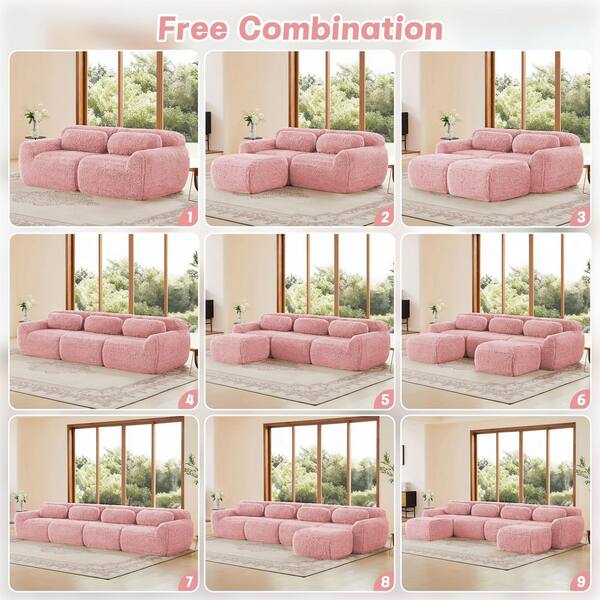 Homy Casa 149 in. Modular 4-Piece Plush Microfiber Modern