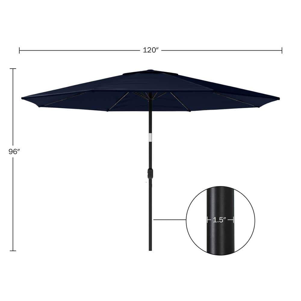 Navy Blue 10-Foot Patio Umbrella with Solar LED Lights
