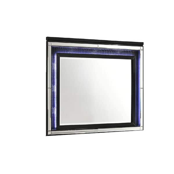 Benjara Black 1 in. W x 38 in. H Modern Square Wood Dresser Mirror