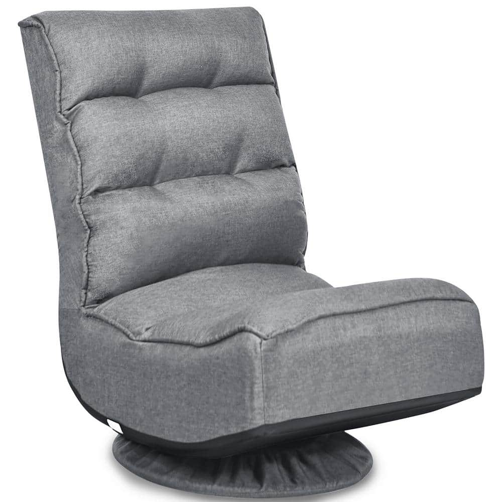 Costway 23 in. Gray Solid Fabric 1-Seat Folding Lazy Sofa with Reclining  HW65592GR - The Home Depot