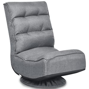 23 in. Gray Solid Fabric 1-Seat Folding Lazy Sofa with Reclining