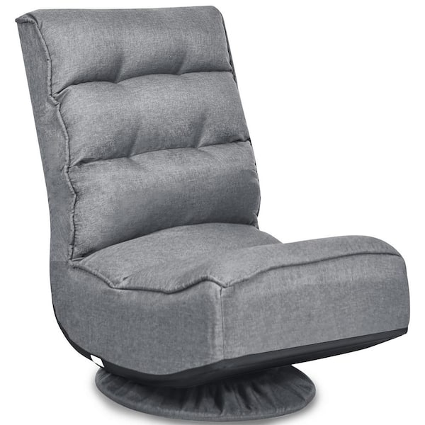 Costway 23 in. Gray Solid Fabric 1-Seat Folding Lazy Sofa with Reclining