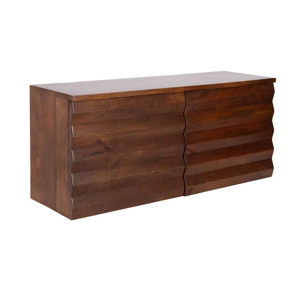 Semsa 30 in. W x 10 in. D Walnut Brown Wood Decorative Wall Shelf Cabinet