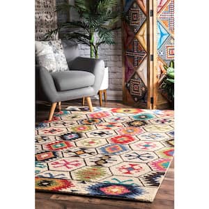 Giuseppina Tribal Bohemian Cream 9 ft. x 12 ft. Area Rug