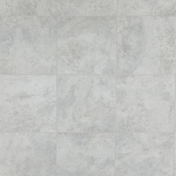 Taupe Gray Tile 10 MIL x 12 ft. Wide x Cut to Length Waterproof Vinyl Sheet Flooring
