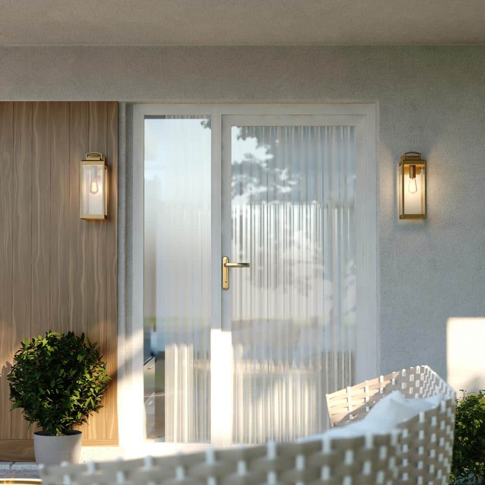 Kinzie Vintage Brass Gold Dimmable Outdoor Wall Sconce