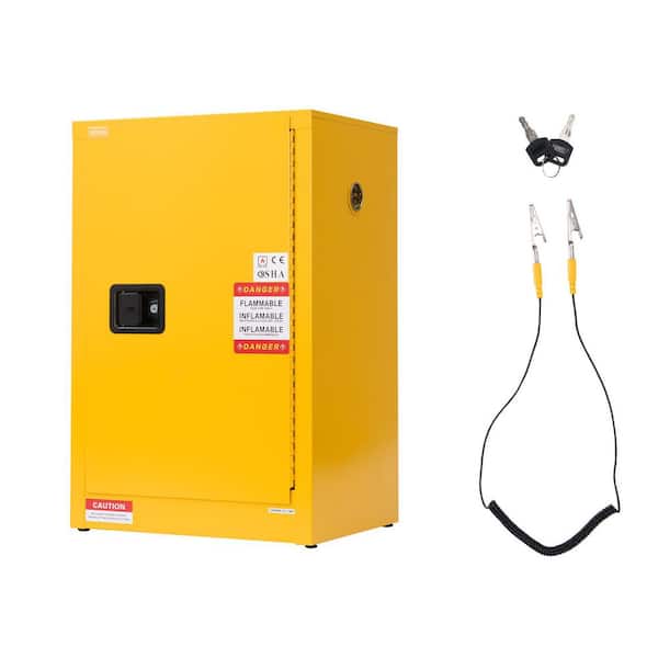 Flammable Cabinet, 13 Gal. Steel Fire Extinguisher Cabinet for 5 lb. Fire Extinguisher, for Home Use, Yellow﻿