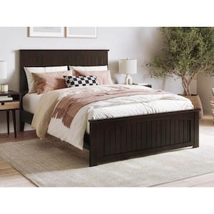 Naples Espresso Black Solid Wood Frame Full Low Profile Platform Bed with Matching Footboard