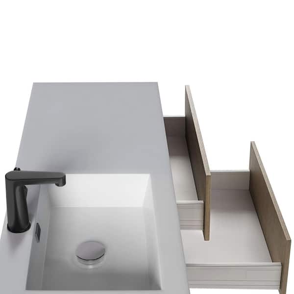 Razza 42 in. W x 18.25 in. D x 20 in. H Single Sink Wall Mounted Bath Vanity in Flavie with Cultured Marble Top in White