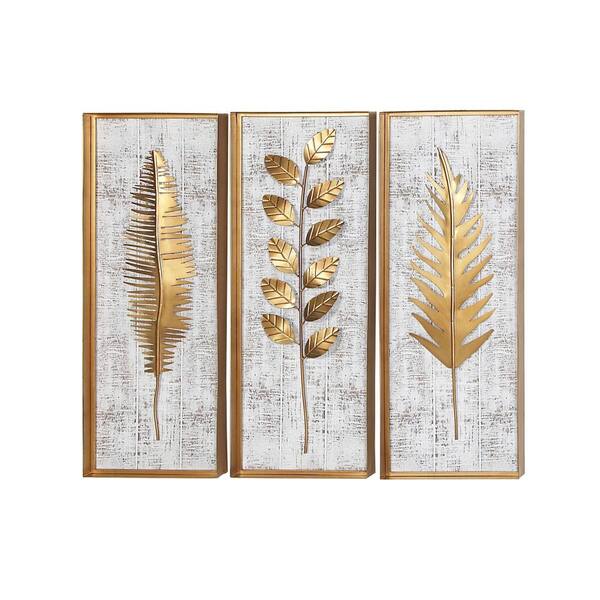 Feathers Wall Art Large, Gold Leaf, Set of 2