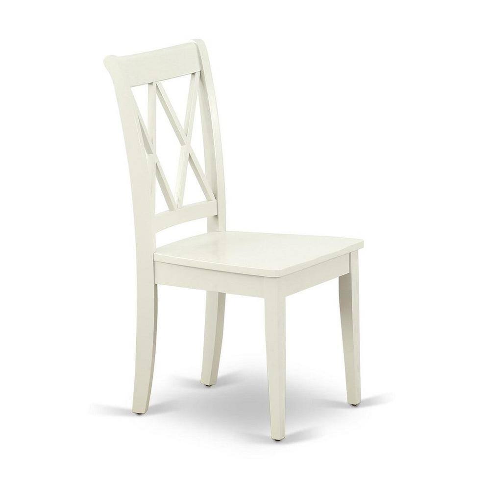 Transitional Linen White 5-Piece Pedestal Dining Set with Cross Back Chairs
