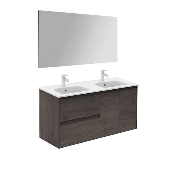 Ambra 47.5 in. W x 18.1 in. D x 22.3 in. H Complete Bathroom Vanity Unit in Samara Ash with Mirror