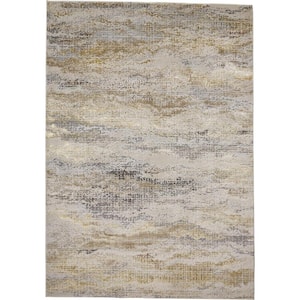 5 X 8 Gray and Ivory Abstract Area Rug