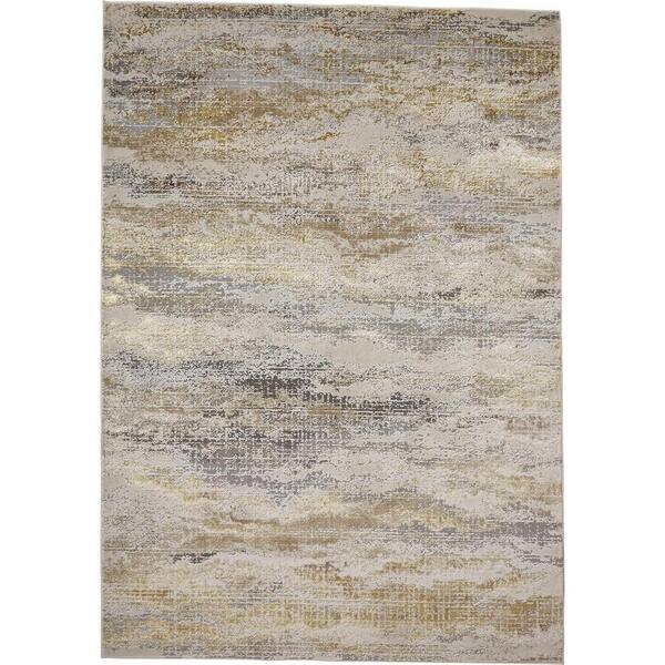 HomeRoots 5 x 8 Gray and Ivory Abstract Area Rug