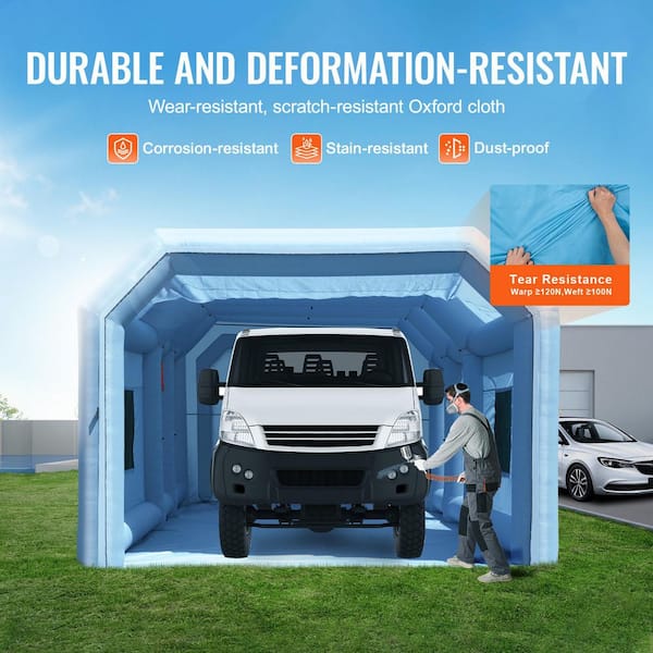Portable Inflatable Painting Enclosure for Trucks/Vans, 32.8 x 21 x 14.8 ft., 1100W+750W Air Movers, Air Purification