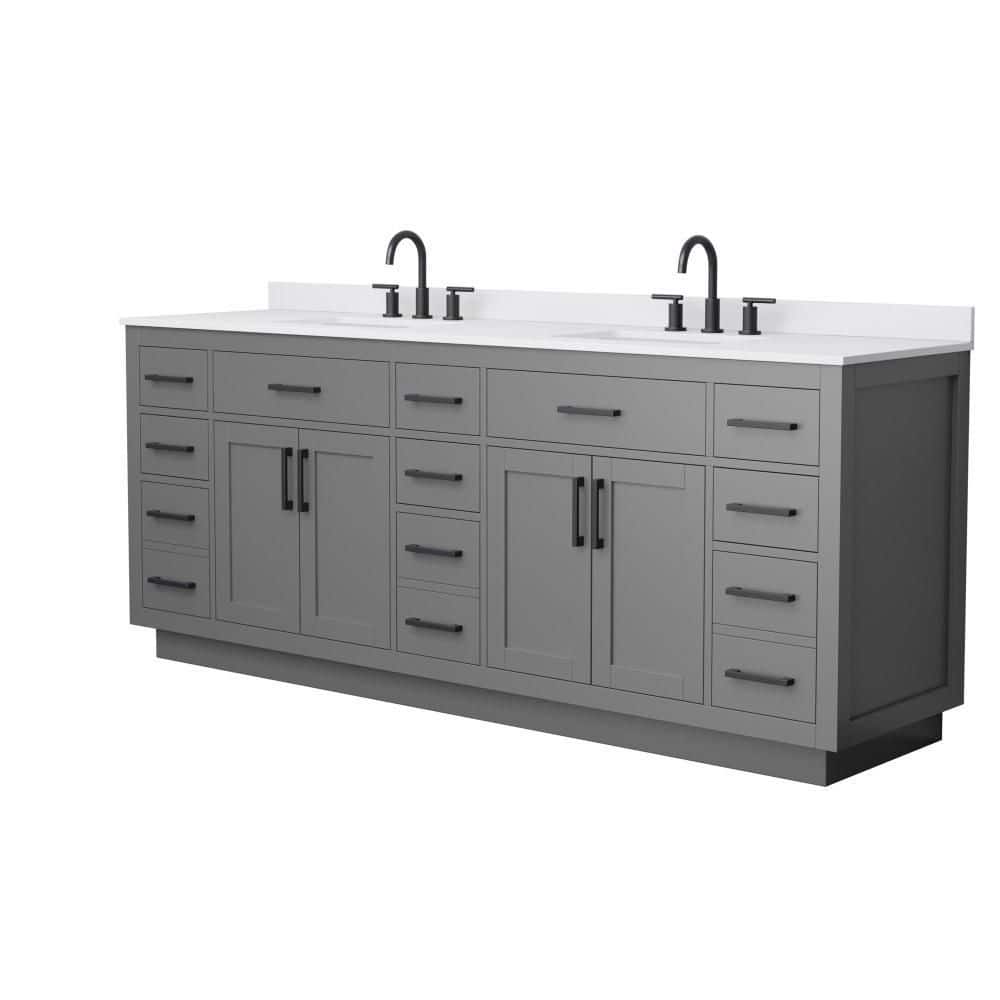 Beckett TK 84 in. Double Freestanding Dark Gray Bath Vanity with Top price history on PriceWatchPro