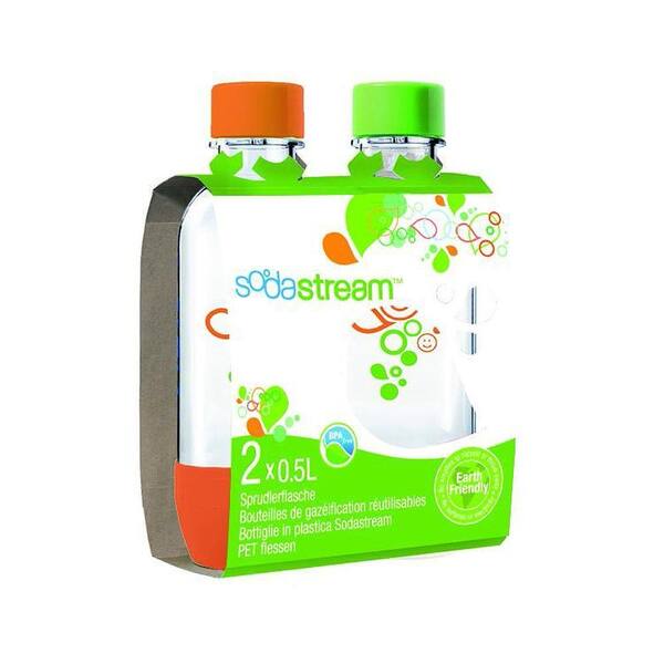SodaStream 0.5 L Carbonating Bottles-Orange/Green (2 Twinpacks)