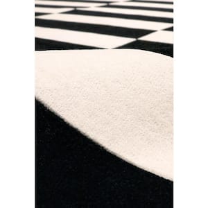 Rodeo White 10 ft. x 14 ft. Rectangular Geometric Silk and Wool Area Rug