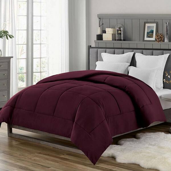 swift home Full Size All Season Ultra Soft Down Alternative Single Comforter, Burgundy