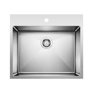 Quatrus 25 in. x 22 in. x 12 in. Stainless Steel Dual Mount Laundry Sink in Brushed Satin