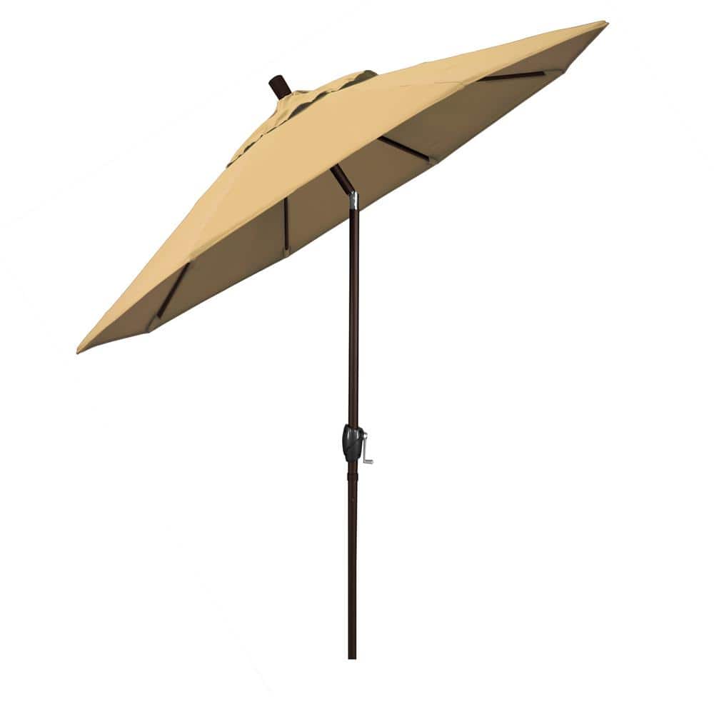 9 ft Champagne Olefin Octagonal Patio Umbrella with Bronze Metal Pole