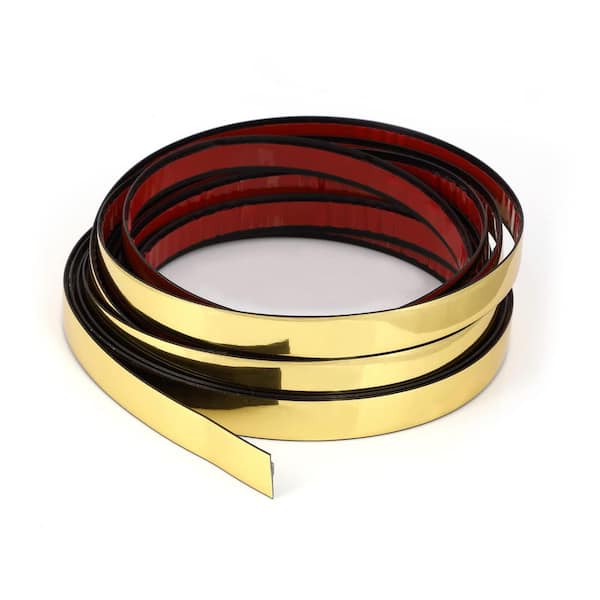 1/2 in. x 16.4 ft. PVC Peel and Stick Molding Trim Flexible Self Adhesive Wall Trim for Drywall Mirror Door, Gold