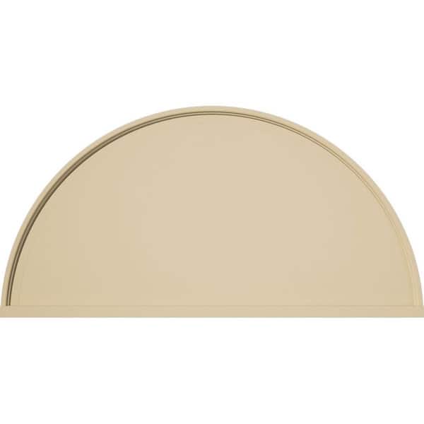 38-in. W x 19-in. H x 2-in. P Half Round Smooth Signature Urethane Pediment, Primed Tan