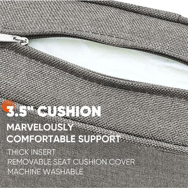 Rotavia 2-Piece Brown PE Wicker Steel Frame Outdoor Ottoman with Olefin Gray Cushions, Multipurpose Patio Footstools