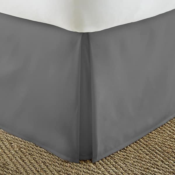 Becky Cameron 14 in. Gray Solid California King Bed Skirt