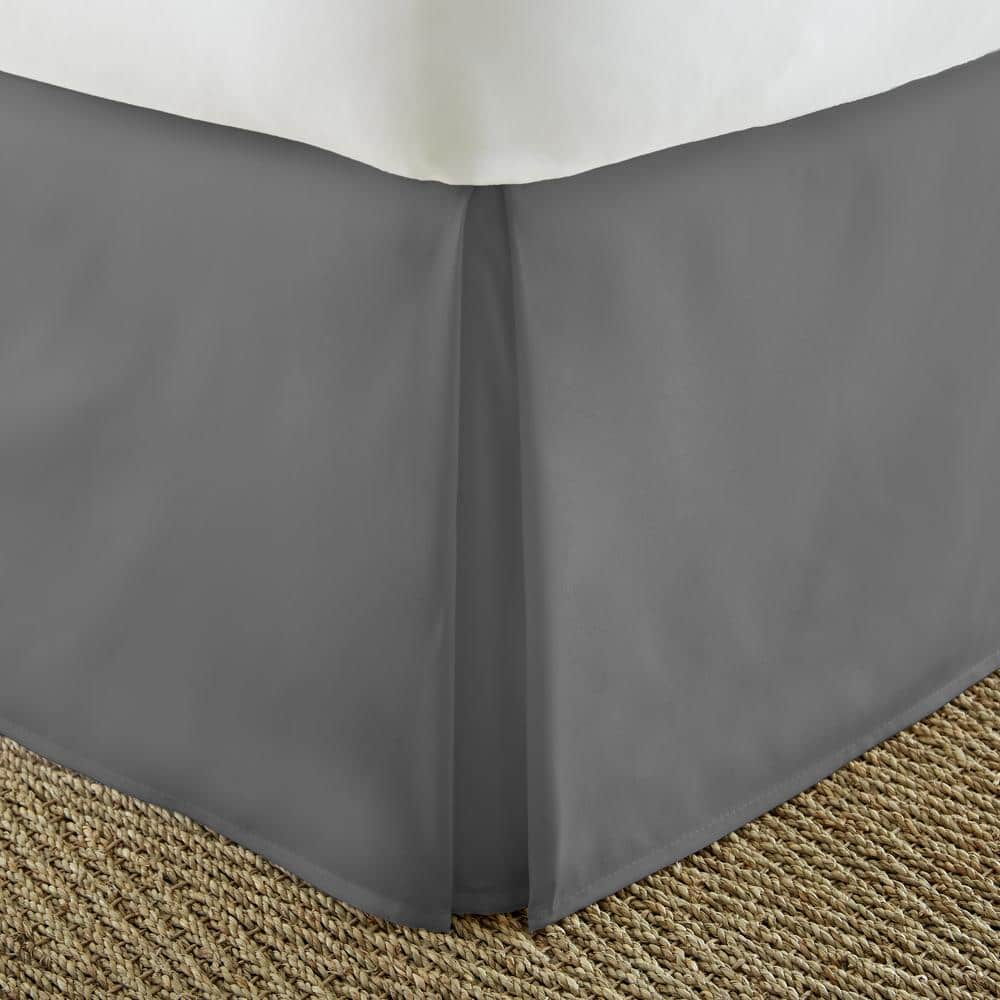 Becky Cameron 14 in. Gray Solid Queen Bed Skirt